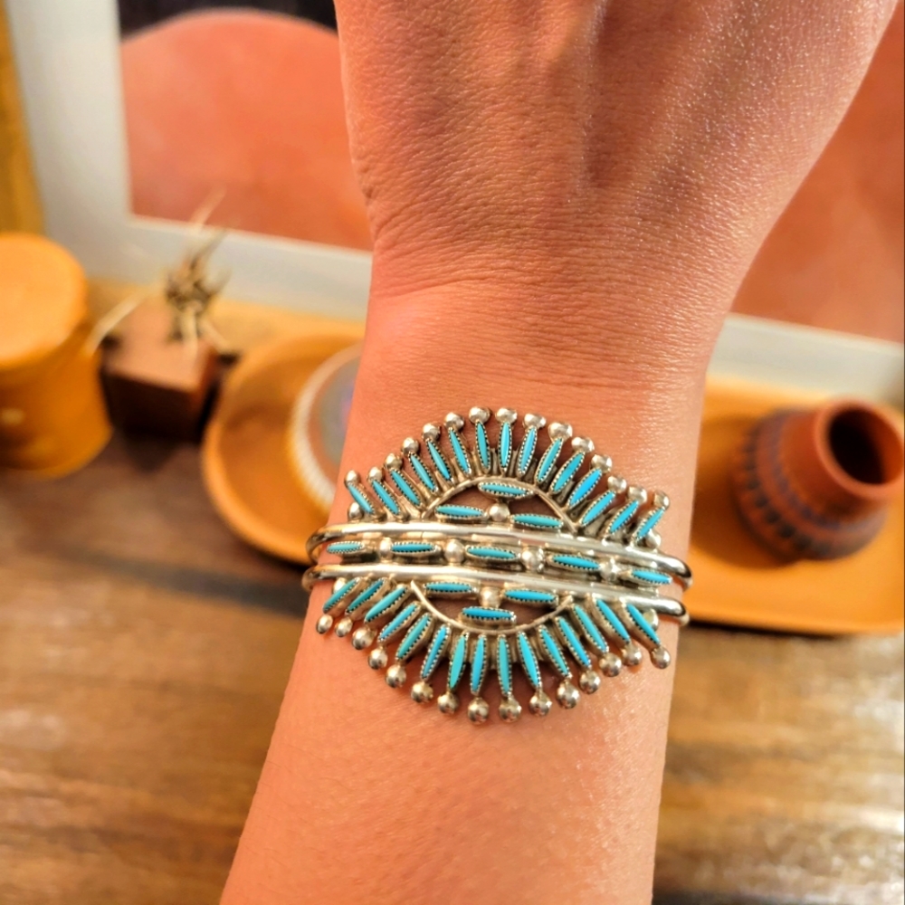 Vintage Sterling Silver Turquoise Cuff Bracelet